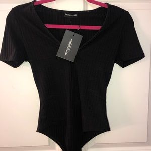 Black short sleeve body suit